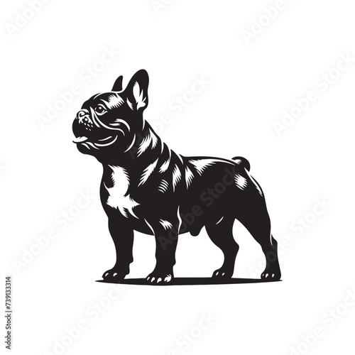 Celestial Companion: French Bulldog Silhouette in Moonlight Shadow - French Bulldog Illustration - French Bulldog Vector Stock
