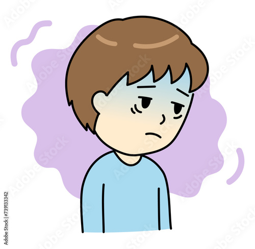 うつ病で気分が落ち込む顔色が悪い若い男性