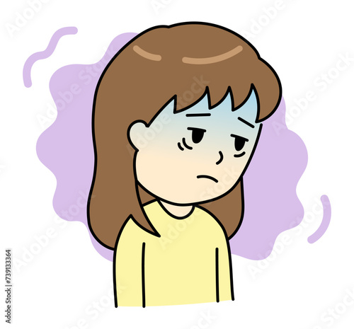 うつ病で気分が落ち込む顔色が悪い若い女性