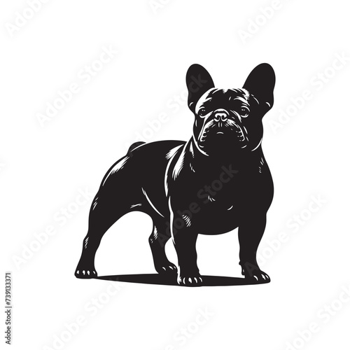 Galactic Guardian: French Bulldog Silhouette in Cosmic Watch - French Bulldog Illustration - French Bulldog Vector Stock
