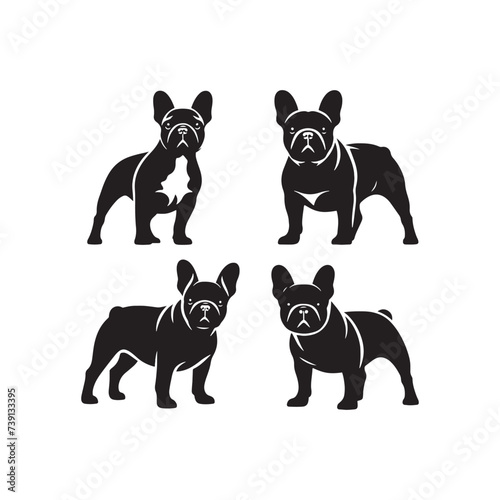 Dreamy Drift: Floating French Bulldog Silhouette in Lunar Glow - French Bulldog Illustration - French Bulldog Vector Stock
