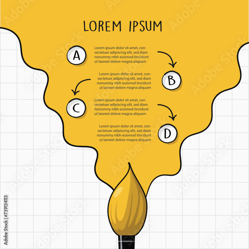 Infographic hand drawn professional steps With Yellow Color. Vector illustration.