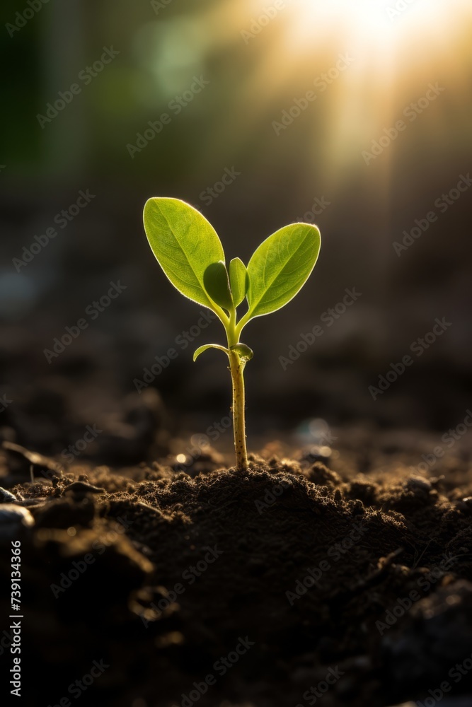 A small plant is knocked out of the soil. A small plant is knocked out of the soil.
