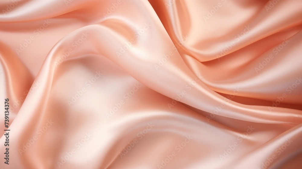 Soft silk fabric in a peach fuzz color as a background. Top view. Soft silk fabric in a peach fuzz color as a background. Top view.