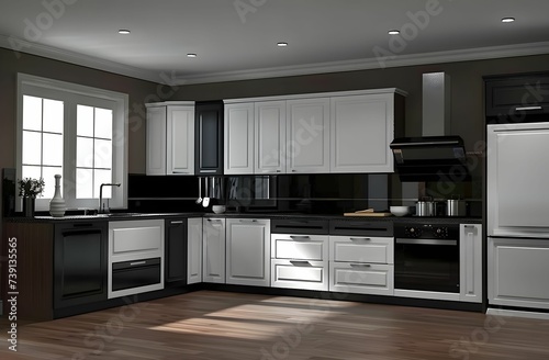 Sleek and Stylish Modern Kitchen Design - Striking Black and White Kitchen Cabinets for a Contemporary Look