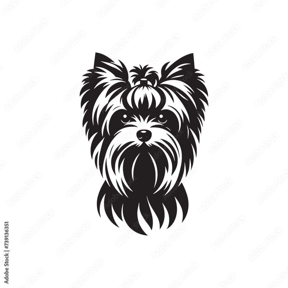 Whispers of Wonder: Yorkshire Terrier Silhouette in Mystical Moon Glow - Yorkshire Terrier Illustration - Yorkshire Terrier Vector Stock
