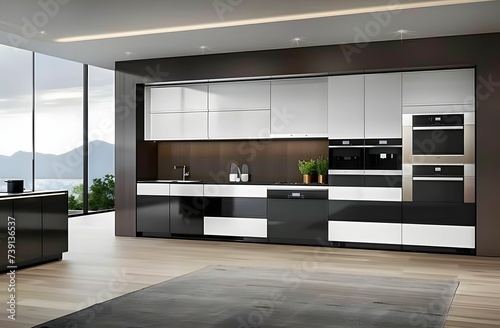 Modern Kitchen Design with White Appliances - Clean and Contemporary Aesthetic for a Sleek Space