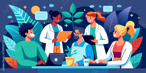 Medical Collaboration: Vector Illustration of Healthcare Professionals in a Productive Hospital Meeting