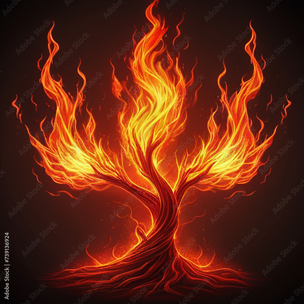 Fototapeta premium burning branchs, fire, flame,red