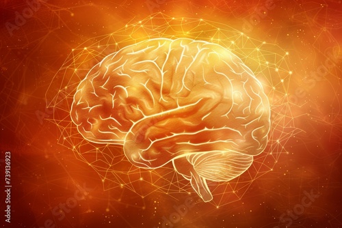 Glowing brain with swirling patterns for machine intelligence and data processing