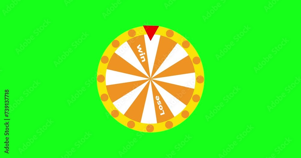 win and lose spin wheel animation on a green screen,wheel of fortune or ...
