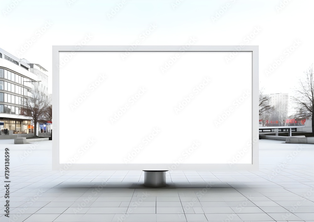 Modern Empty space advertisement board, blank white signboard in city, Vertical Bus stand empty billboard or Marketing banner ad space in city, Advertisement billboard on bus stand in city
