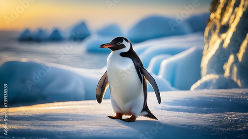 Penguin ice warming background