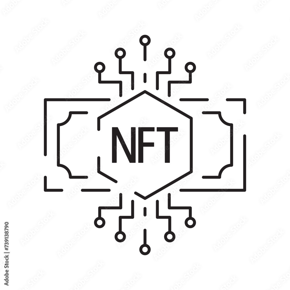 Icon Line NFT vector digital sign Icon Line NFT vector digital sign