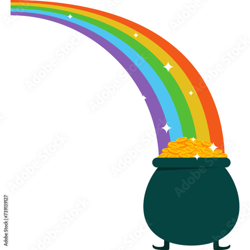St. Patricks Day Gold With Rainbow Illustration