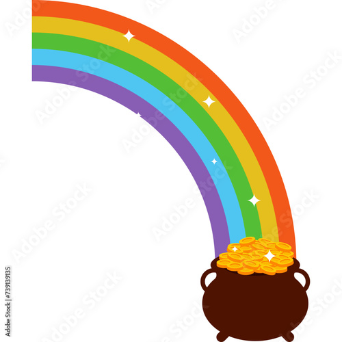 St. Patricks Day Gold With Rainbow Illustration