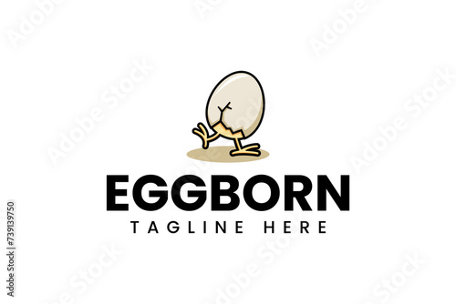 baby chick in crack egg mascot logo design for food and beverage company business