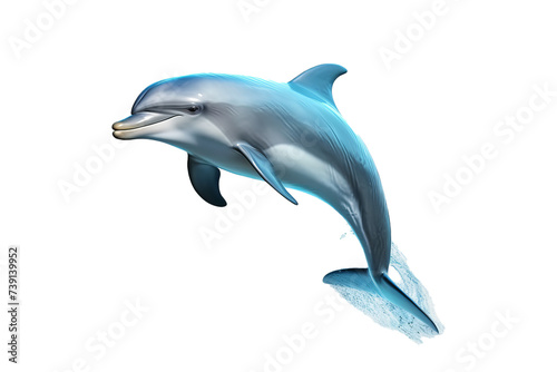 Dolphin jumping isolated on white background.3D Rendering..Generative AI Illustration