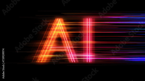glowing neon lights with the word AI photo