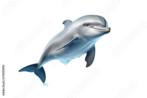 Dolphin jumping isolated on white background.3D Rendering..Generative AI Illustration