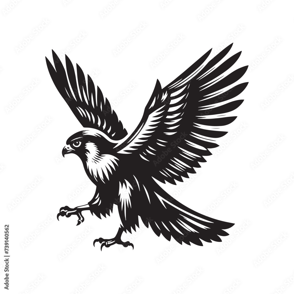 Obraz premium Ethereal Ascendance: Falcon Silhouette in Astral Harmony - Falcon Vector Art 