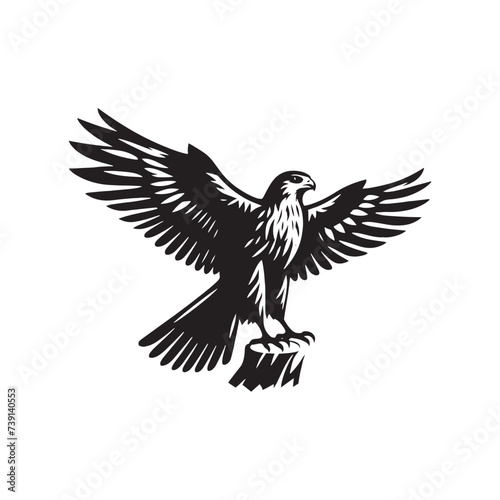 Radiant Reverie: Falcon Silhouette Bathed in Starlight Brilliance - Falcon Vector Illustration
