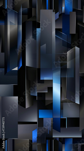 Abstract square geometric black and blue background