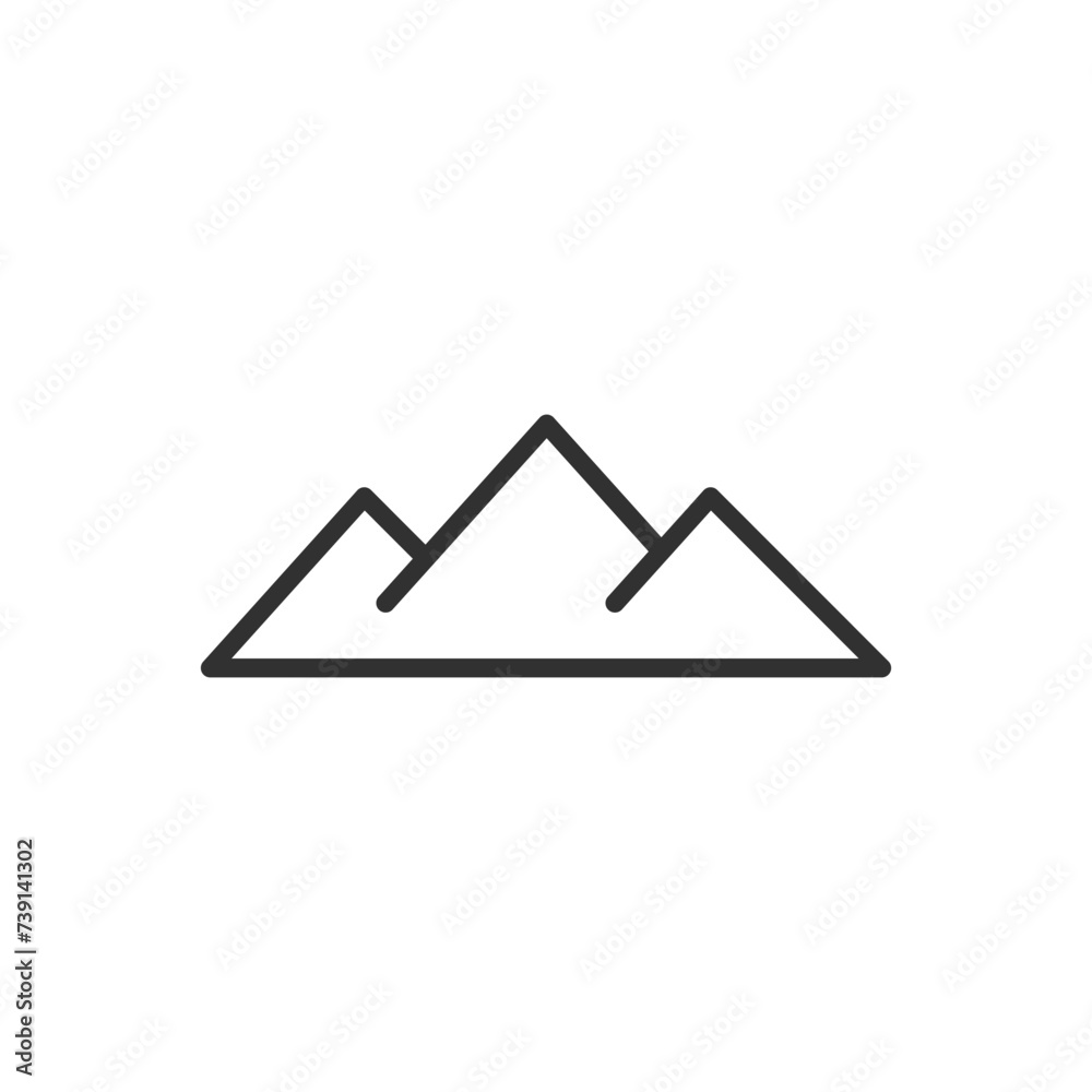 Mountains, linear icon. Line with editable stroke Mountains, linear icon. Line with editable stroke