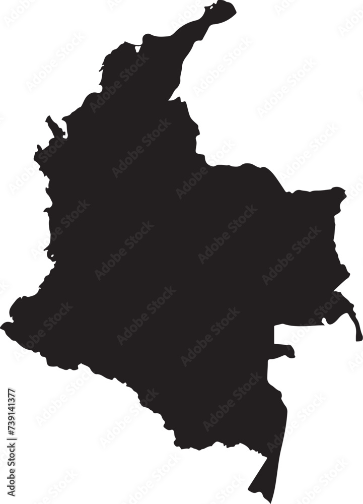 Republic of Colombia vector map silhouette isolated on white background. High detailed silhouette illustration.