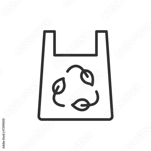 Eco-friendly bag, linear icon. Recyclable material. Line with editable stroke