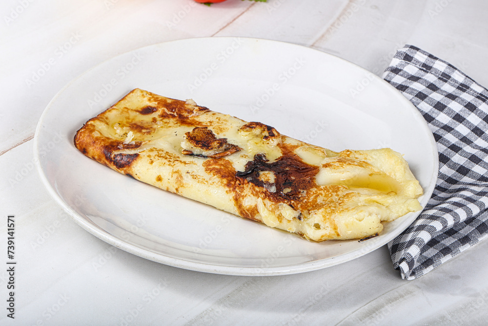 Sweet pancake with banana and honey Sweet pancake with banana and honey