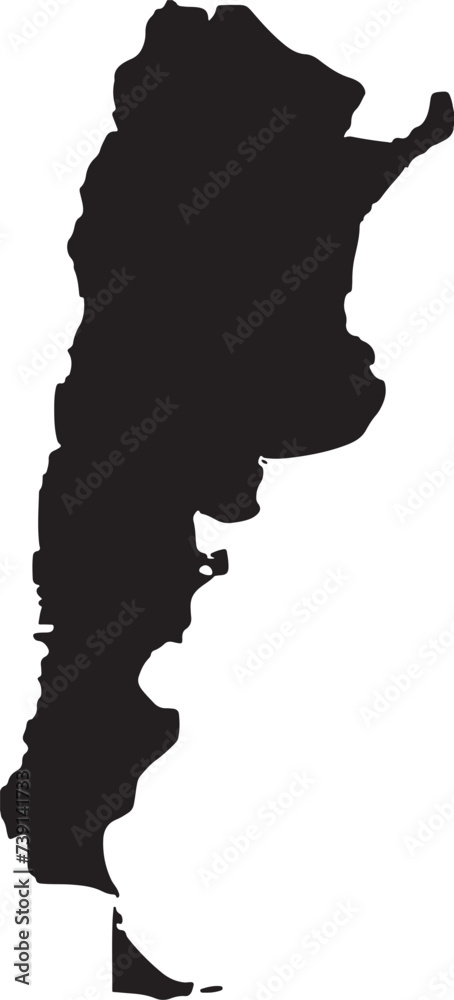 Argentina Map. Argentine Country Map. Argentinian Black and White National Outline Boundary Border Shape Geography Territory EPS Vector