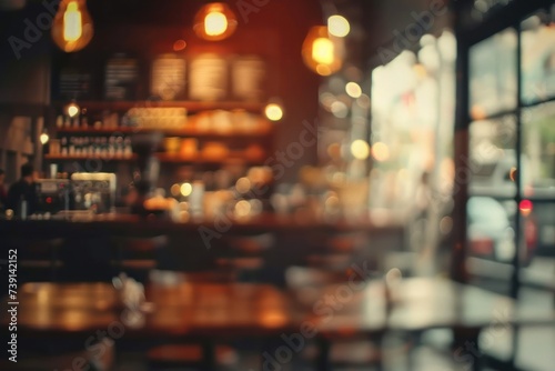 Wallpaper Mural Blurred cafe scene perfect for background ambiance capturing essence of bustling coffee shop or restaurant with bokeh effect showcasing abstract interior atmosphere suitable for business dining Torontodigital.ca