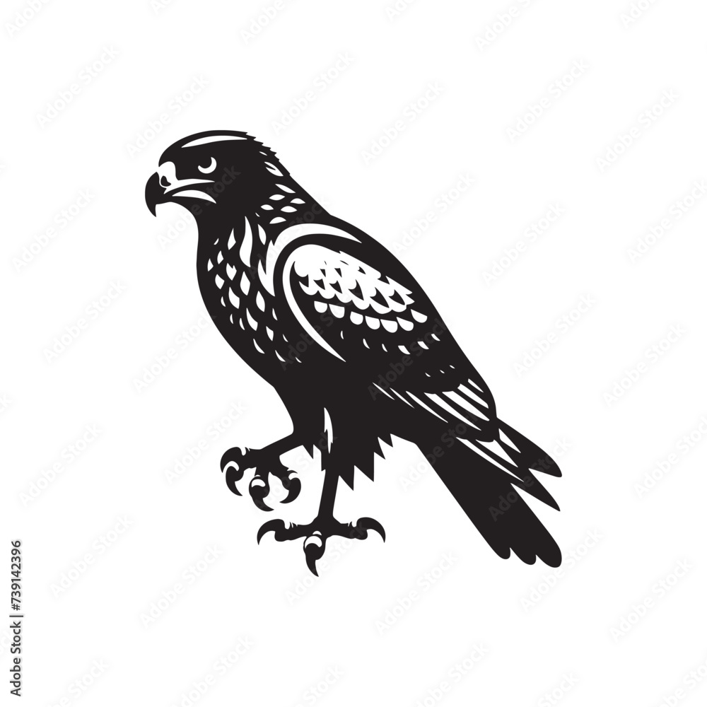 Fototapeta premium Whispers of Freedom: Hawk Silhouette Dancing with the Stars - Hawk Illustration 