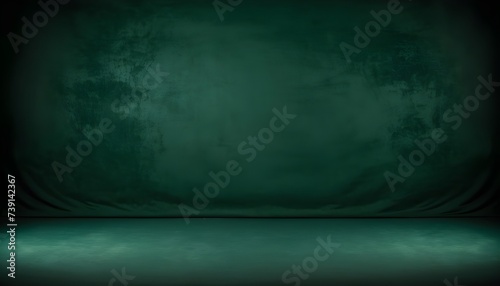 Dark green monochrome velvet stage background © Lied