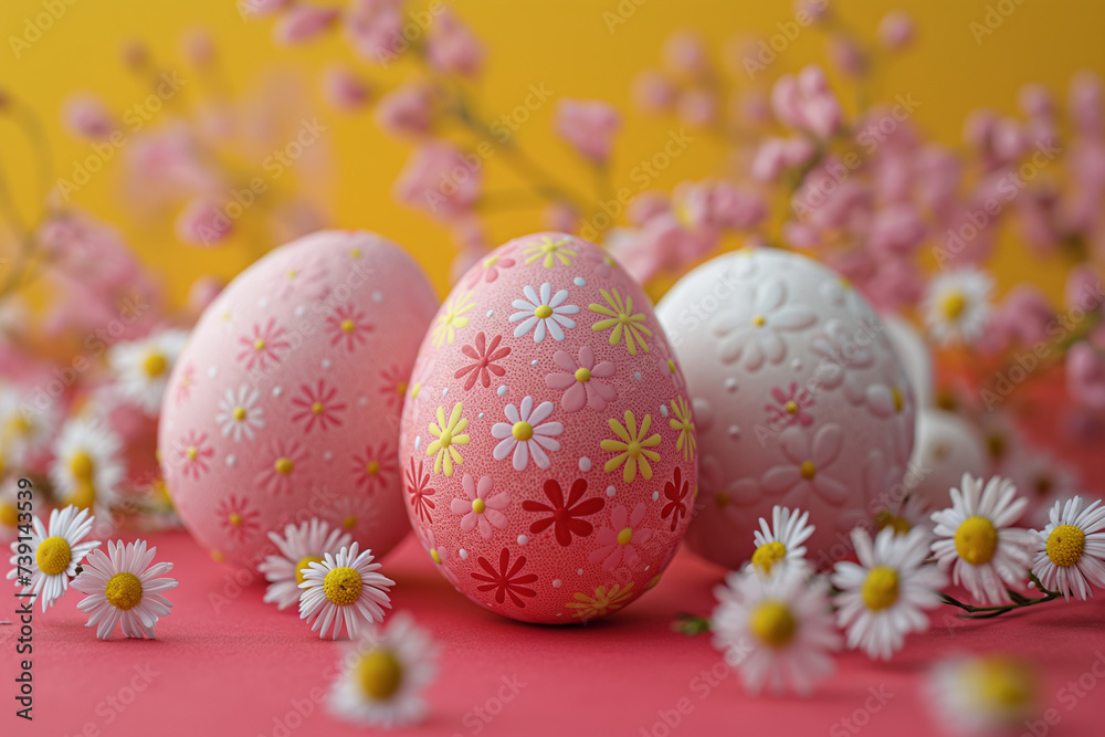 Easter Eggs on cute patern style in a colorful color. Easter concept. Generative Ai Illustration.