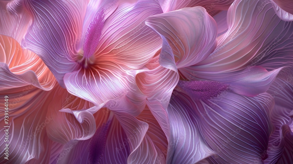 Hyacinth's allure in extreme macro, wavy lines weaving calming rhythms in fluid form.