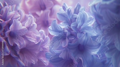 Hyacinth's delicate beauty magnified in an extreme macro, wavy lines exuding calming rhythms.