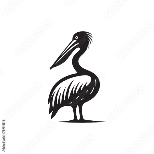 Dusk Reverie: Pelican Silhouette Amidst Nightfall - Pelican Vector
