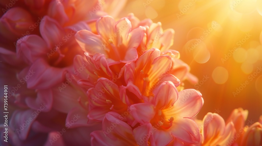 Sunlit Hyacinth: Close-up captures the flower basking in the warm rays of dawn, radiating tranquility.