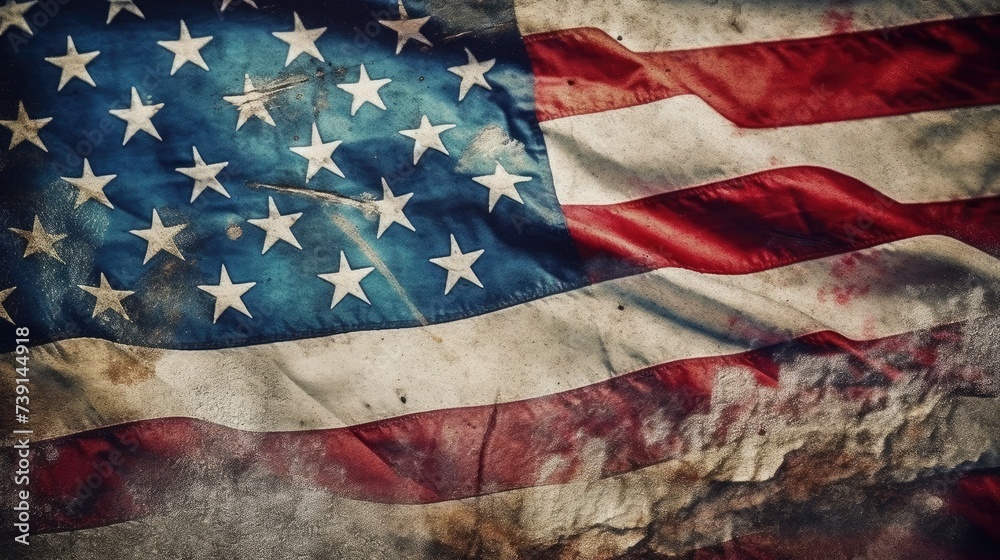 USA FLAG, TEXTURED,  - obrazy, fototapety, plakaty 