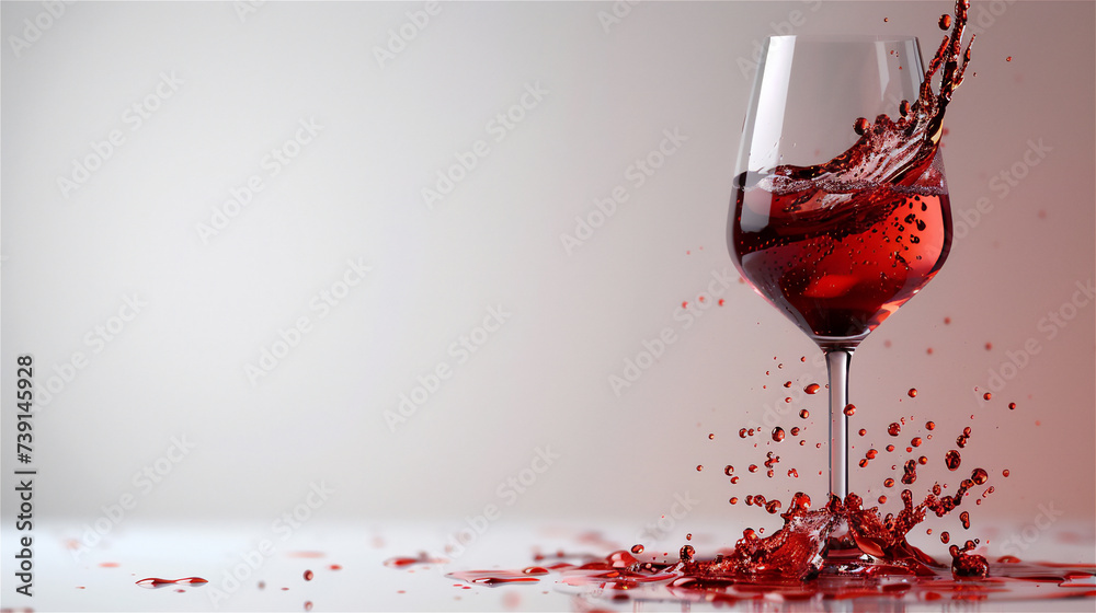 Fototapeta premium splash of red wine in the glass. the left part is empty space for advertisements or writing