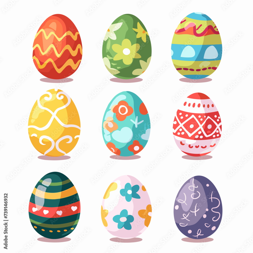 Set of Easter eggs. Vector illustration isolated on white background.
