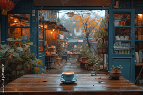 A cozy corner in a local coffee shop  featuring aromatic coffee and a welcoming ambiance for those seeking a quiet moment of reflection. Concept of coffee shop coziness. Generative Ai.