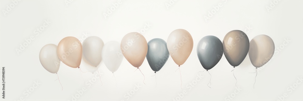 In the serene backdrop of a white canvas, colorful balloons drift together, creating a whimsical and joyful atmosphere in the customizable background image. In the serene backdrop of a white canvas, colorful balloons drift together, creating a whimsical and joyful atmosphere in the customizable background image.