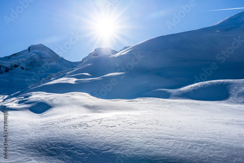 Winter snow covered mountain, Saas-Fee, Switzerland