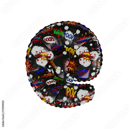 3D Helium Balloon Internet @ Sign/Symbol with Action Comic Cartoon words Texture