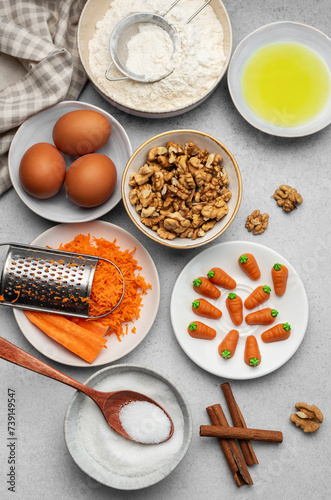 Ingredients for baking carrot cake