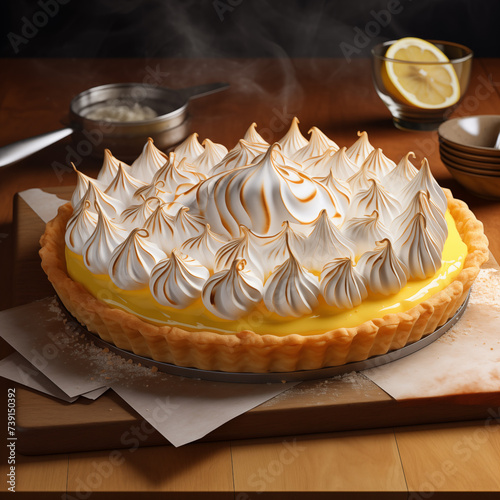 Lemon tart with meringue French pie