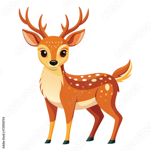 Vector woodland animal deer illustration on white